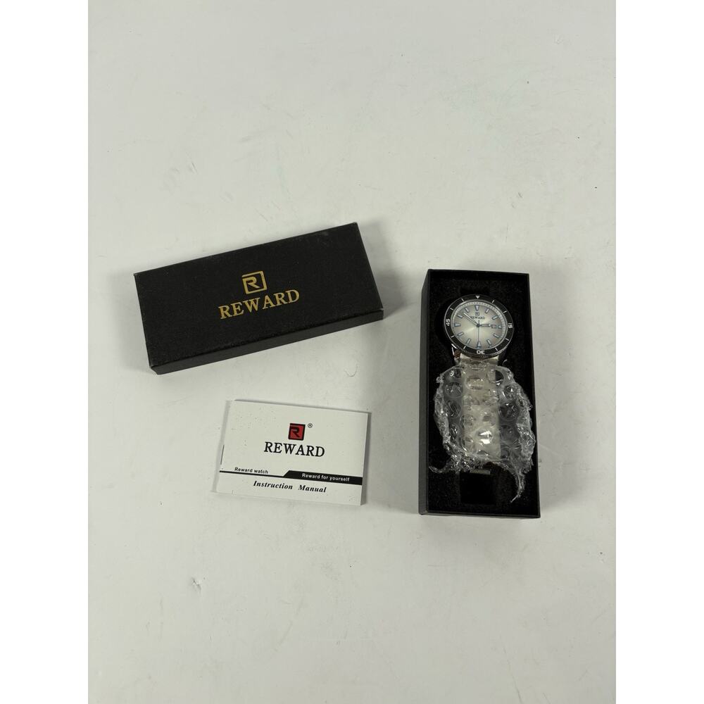Reward RD6548M Men’s Silver Tone Date Watch Stainless Band Boxed New